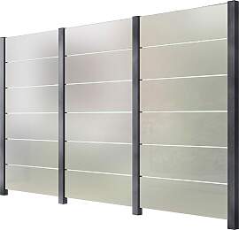 Zaun STAKET PRO, grau, Pfosten: 4 Stk., Aluminium, 