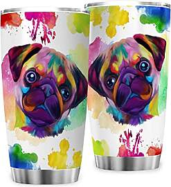 Zbbfwu Mops Print Kaffeebecher to go Aquarellhund