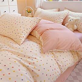 ZBOOM Rosa Punkte Bettwäsche 135x200cm Zweiteilig 