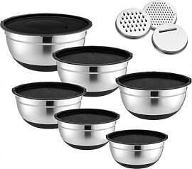Zbozzba Rührschüssel Set, 6 Stück Edelstahl