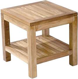 Zebra Lobby Kaffeetisch 45x45cm Teak mit Ablage