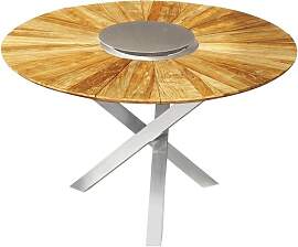Zebra Oryx Gartentisch Ø120cm Edelstahl/Teak