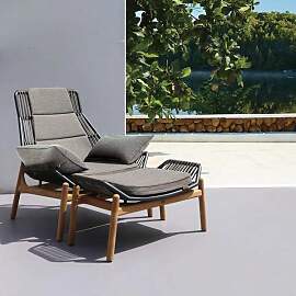 Zebra Pollux Loungesessel inkl. Hocker Teak/Rope