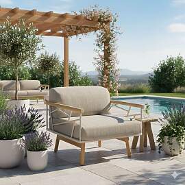 Zebra Solena Loungesessel Edelstahl/Teak/Sunproof