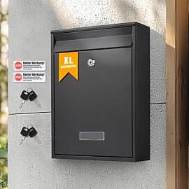 Zedelmaier XL Briefkasten Anthrazit, Wandmontage,