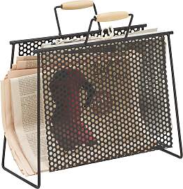 Zeitungsständer in Schwarz/Naturfarben