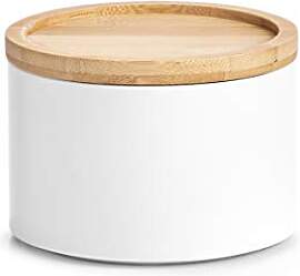 Zeller 19319 Vorratsdose, Metall/Bamboo, Weiß