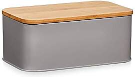 Zeller 25371 Brotkasten m. Bamboo Deckel, Metall,
