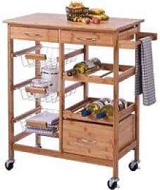 Zeller Küchenrollwagen braun Bambus B/H/L: ca.
