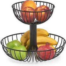 Zeller Obst-Etagere 2-lagig schwarz Metall B/H/L: