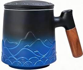 Zenoza Teetasse mit Deckel und Sieb, 500ml Große