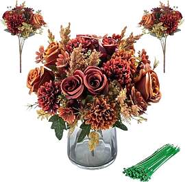 ZenyTra 2 Stück Künstliche Rosen Strauß, 34cm