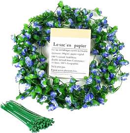 ZenyTra 3er Set Künstliche Blaue Rosenranken,