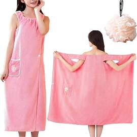 ZenyTra Damen Bademantel Mit Taschen -Rose