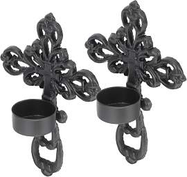 Zerodeko Wandkerzenhalter Schwarz 2er Set Kreuz