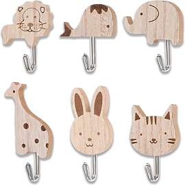 ZesNxj 6 Stück Kindergarderobe aus Holz,