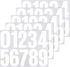 ZEYIYER 5 Blatt Zahlen Aufkleber Weiß 10 cm