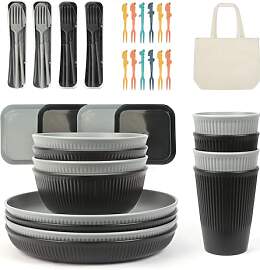 ZgoEC 49pcs Camping Geschirr Set 4 Personen,
