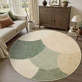 Zhaotingrui Runder Teppich 80cm Grün Beige