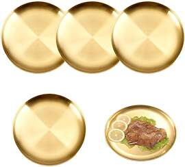 ZHYUAN 4 Stk 20 CM EdelstahlRundes Geschirr,Golden 