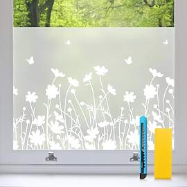Zindoo Fensterfolie Blickdicht Blumenmuster 90 x