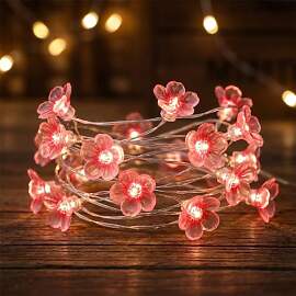ZingBox Rosa Kirschblüten Lichterkette, 2M 20 LED 