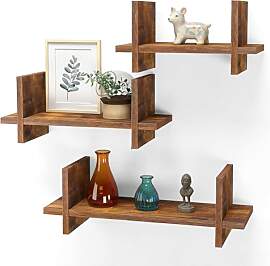 Zinueen 3er Set Wandregal Holz, Schweberegal Regal 
