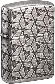 ZIPPO Armor Case Silver Plate Geometric Pattern