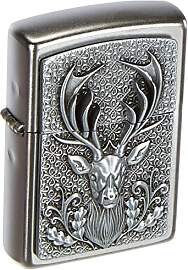 Zippo Deer Emblem - Satin Finish Feuerzeug, Chrom, 
