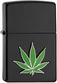 Zippo Sturmfeuerzeug - Cannabis Leaf, Black Matte, 