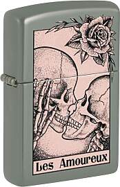 Zippo Sturmfeuerzeug - Death Kiss, Sage Green,