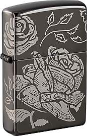 Zippo Sturmfeuerzeug - Dollar Rosen - Black Ice,