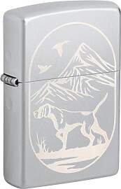 Zippo Sturmfeuerzeug - Hunting Dog, Satin Chrome,