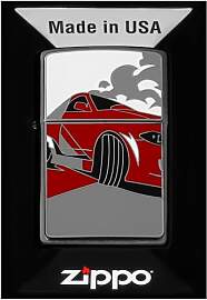 Zippo Sturmfeuerzeug - Racing Car, Brushed Chrome, 