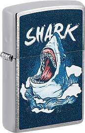 Zippo Sturmfeuerzeug - Shark, Brushed Chrome,