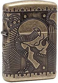 Zippo Sturmfeuerzeug - Skull, Antique Brass,