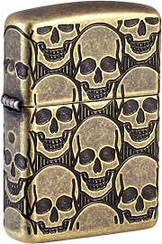Zippo Sturmfeuerzeug - Skull, Antique Brass,