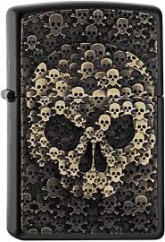 Zippo Sturmfeuerzeug - Skull, Black Matte, Emblem