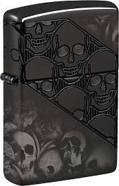 Zippo Sturmfeuerzeug - Skulls, High Polish Black,
