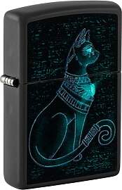 Zippo Sturmfeuerzeug - Spiritual Cat, Black Matte, 