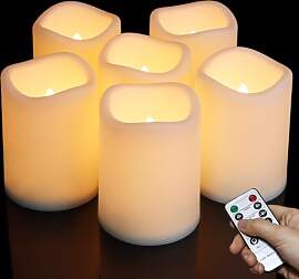 ZIYOUDOLI 6er Outdoor LED Kerzen mit Fernbedienung 