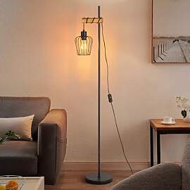 ZMH Stehlampe Wohnzimmer Holz Stehleuchte Vintage: 