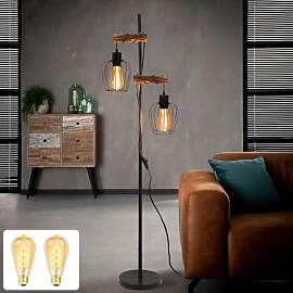 ZMH Stehlampe Wohnzimmer Vintage Holz: Stehleuchte 