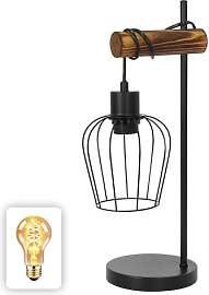 ZMH Tischlampe Wohnzimmer Holz Nachttischlampe: