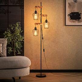 ZMH Vintage Stehlampe Wohnzimmer Holz: