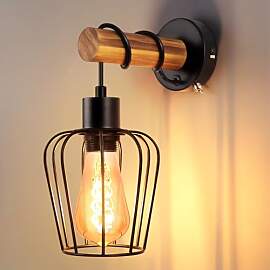 ZMH Wandleuchte innen Holz Wandlampe Vintage Retro 