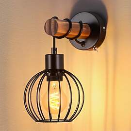 ZMH Wandleuchte Wohnzimmer Vintage Holz: Wandlampe 