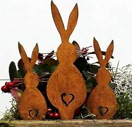 ZoeWei Osterhasen Gartendeko Rost Gartenstecker, 3 