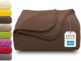 ZOLLNER Kuscheldecke in braun- weiche Couchdecke