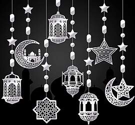 Zonon 24 Stück Ramadan Girlanden Eid Girlande